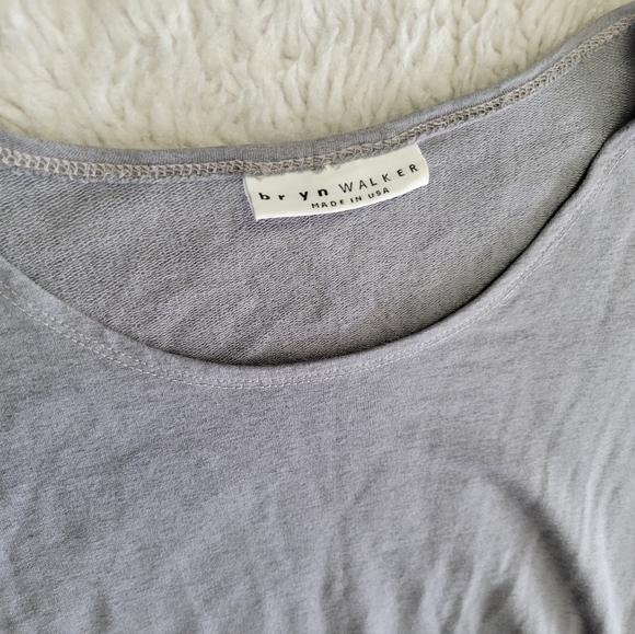 Bryn Walker Lagenlook Tunic Top Short Sleeve Gray Artsy Rayon Terry Blend Small - Picture 3 of 7